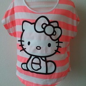 Hello Kitty Pink Striped Shirt Sanrio Junior Small